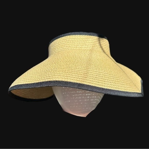 🌻Jacobson Tan Foldable Packable Empty Top Brimmed Straw Visor Cap Hat - Picture 2 of 8
